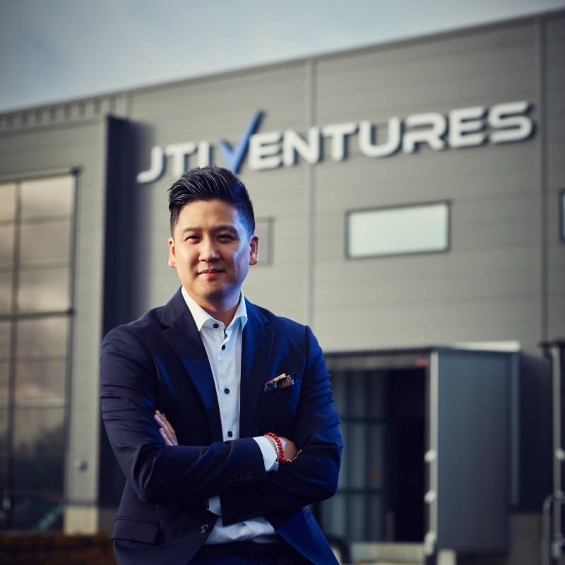 Jimmy Tieu, operator and founder, standing outside the JTI Ventures building in Helsingborg.